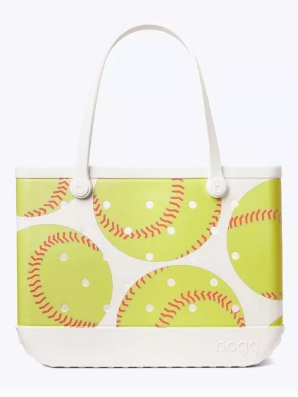 BOGG BAG White & Lime Softball Print Tote